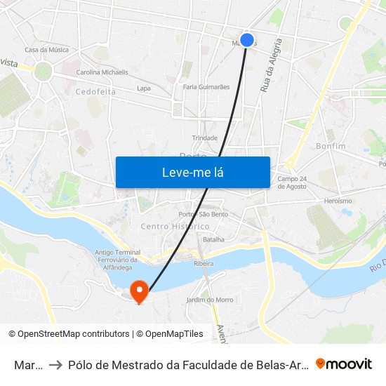 Marquês to Pólo de Mestrado da Faculdade de Belas-Artes da Universidade do Porto map