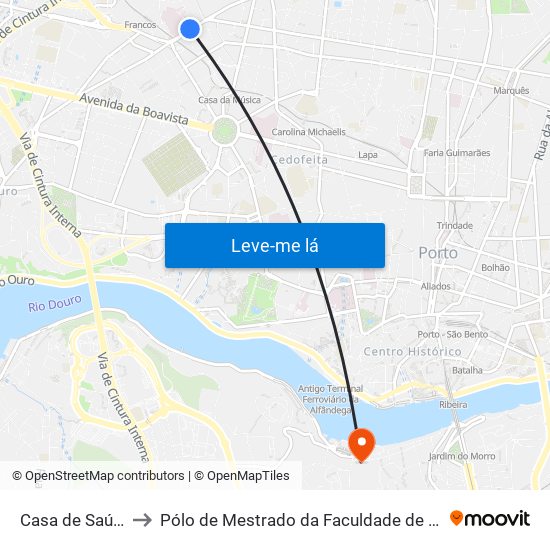 Casa de Saúde da Boavista to Pólo de Mestrado da Faculdade de Belas-Artes da Universidade do Porto map