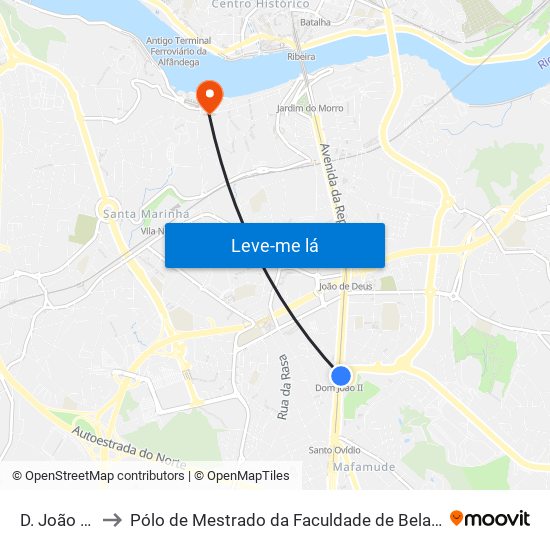 D. João II (Metro) to Pólo de Mestrado da Faculdade de Belas-Artes da Universidade do Porto map