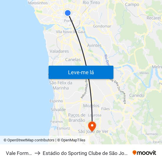 Vale Formoso to Estádio do Sporting Clube de São João de Ver map