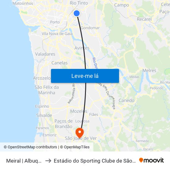 Meiral | Albuquerque to Estádio do Sporting Clube de São João de Ver map