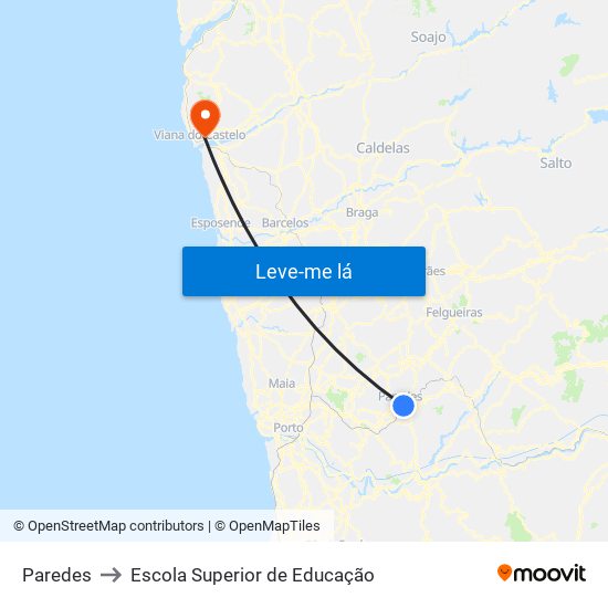 Paredes to Escola Superior de Educação map