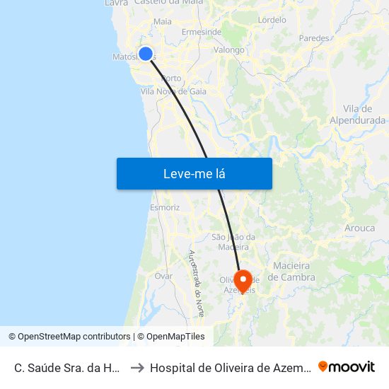 C. Saúde Sra. da Hora to Hospital de Oliveira de Azeméis map