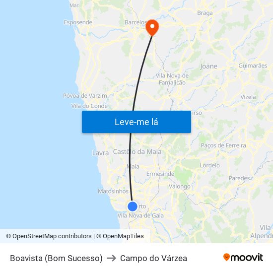 Boavista (Bom Sucesso) to Campo do Várzea map
