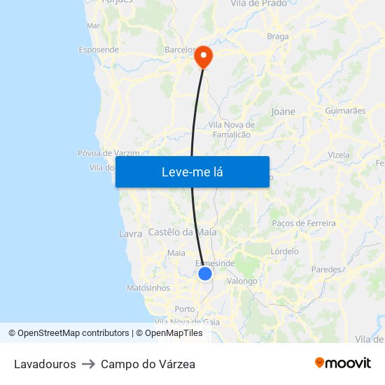 Lavadouros to Campo do Várzea map