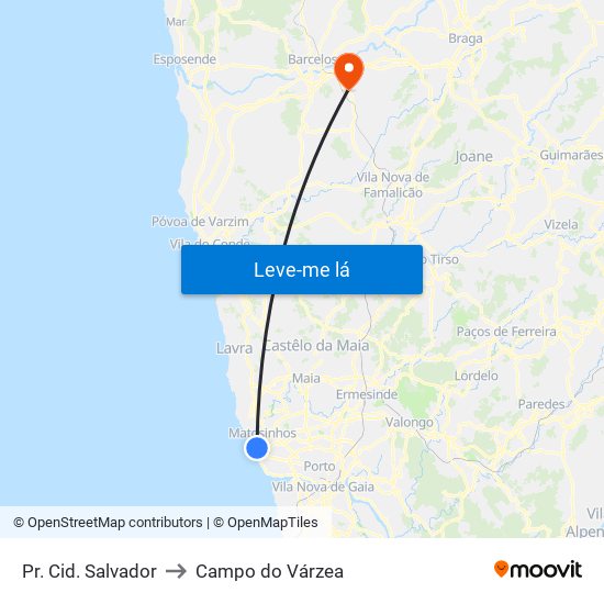 Pr. Cid. Salvador to Campo do Várzea map