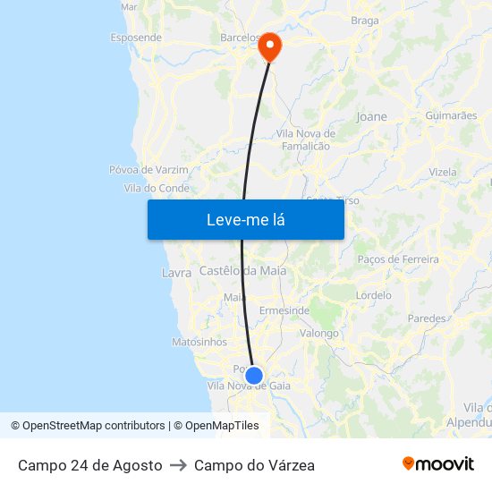 Campo 24 de Agosto to Campo do Várzea map