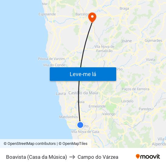 Boavista (Casa da Música) to Campo do Várzea map