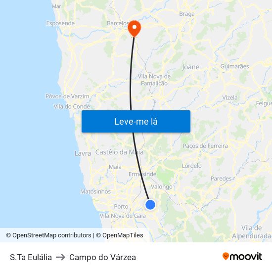 S.Ta Eulália to Campo do Várzea map