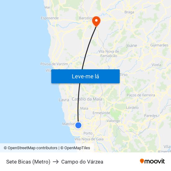 Sete Bicas (Metro) to Campo do Várzea map