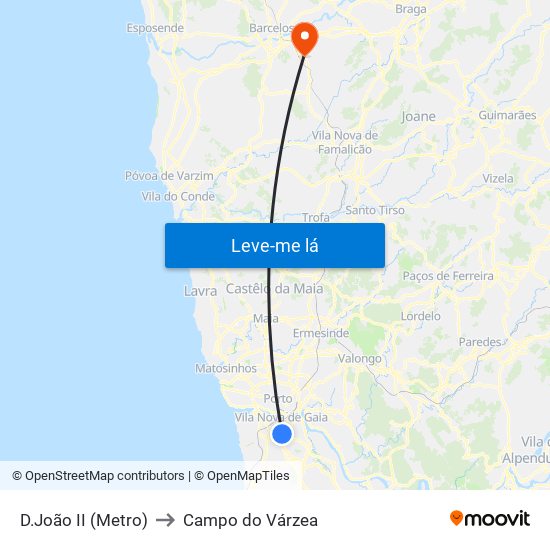D.João II (Metro) to Campo do Várzea map
