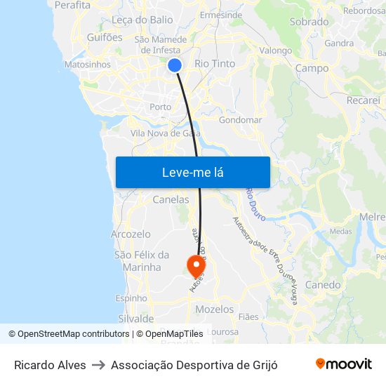 Ricardo Alves to Associação Desportiva de Grijó map