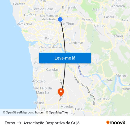 Forno to Associação Desportiva de Grijó map