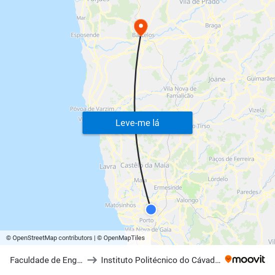 Faculdade de Engenharia to Instituto Politécnico do Cávado e do Ave map