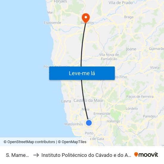 S. Mamede to Instituto Politécnico do Cávado e do Ave map