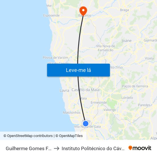 Guilherme Gomes Fernandes to Instituto Politécnico do Cávado e do Ave map