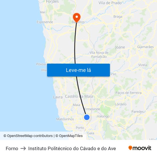 Forno to Instituto Politécnico do Cávado e do Ave map