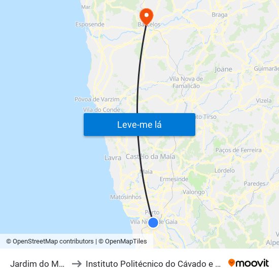 Jardim do Morro to Instituto Politécnico do Cávado e do Ave map