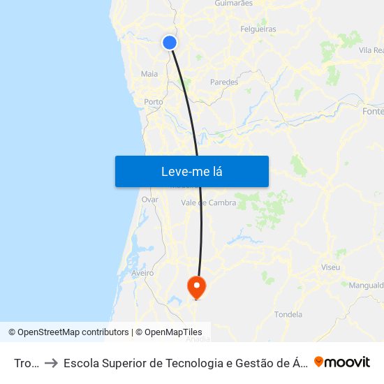 Trofa to Escola Superior de Tecnologia e Gestão de Águeda map