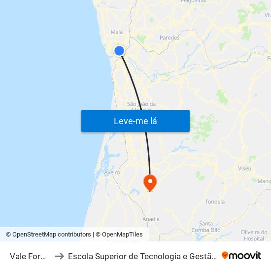 Vale Formoso to Escola Superior de Tecnologia e Gestão de Águeda map