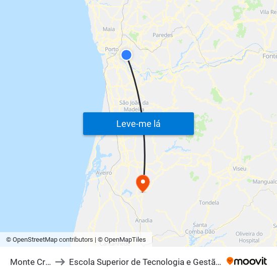 Monte Crasto to Escola Superior de Tecnologia e Gestão de Águeda map