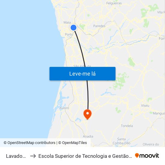 Lavadouros to Escola Superior de Tecnologia e Gestão de Águeda map