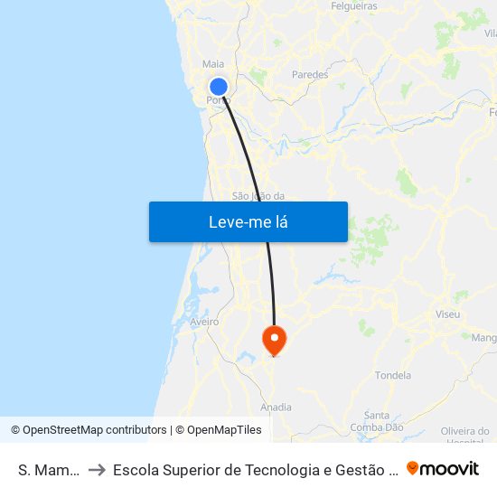 S. Mamede to Escola Superior de Tecnologia e Gestão de Águeda map