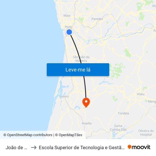 João de Deus to Escola Superior de Tecnologia e Gestão de Águeda map