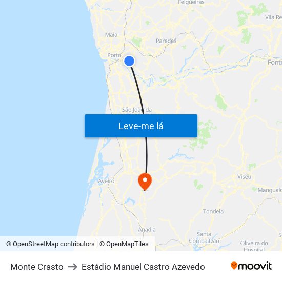 Monte Crasto to Estádio Manuel Castro Azevedo map