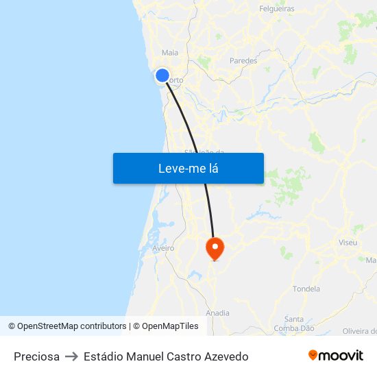 Preciosa to Estádio Manuel Castro Azevedo map