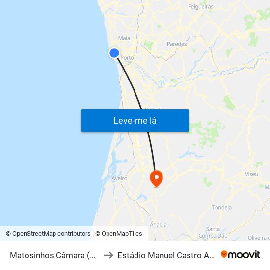 Matosinhos Câmara (Matc1) to Estádio Manuel Castro Azevedo map