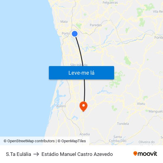 S.Ta Eulália to Estádio Manuel Castro Azevedo map