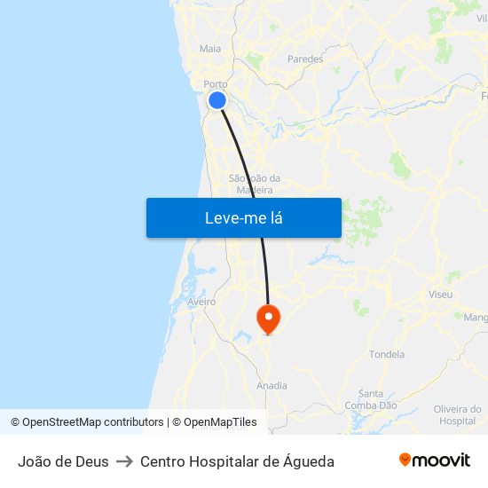 João de Deus to Centro Hospitalar de Águeda map