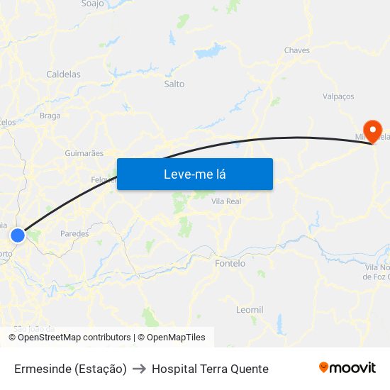Ermesinde (Estação) to Hospital Terra Quente map