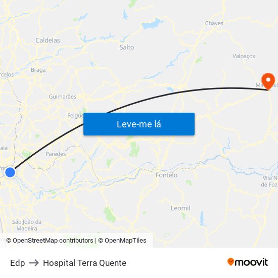 Edp to Hospital Terra Quente map