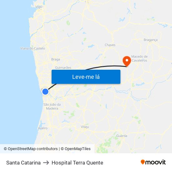 Santa Catarina to Hospital Terra Quente map