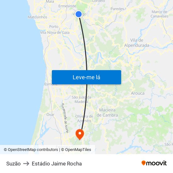 Suzão to Estádio Jaime Rocha map