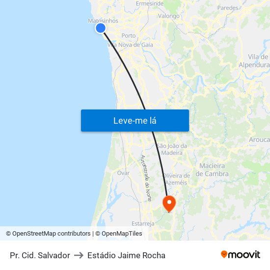 Pr. Cid. Salvador to Estádio Jaime Rocha map