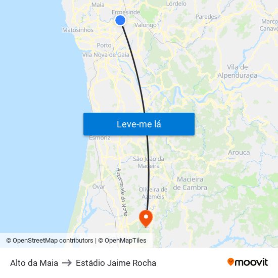 Alto da Maia to Estádio Jaime Rocha map