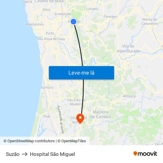 Suzão to Hospital São Miguel map