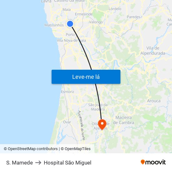 S. Mamede to Hospital São Miguel map