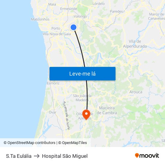 S.Ta Eulália to Hospital São Miguel map