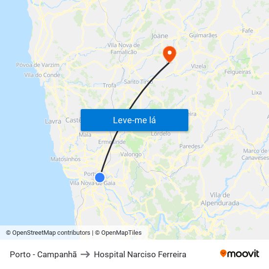 Porto - Campanhã to Hospital Narciso Ferreira map