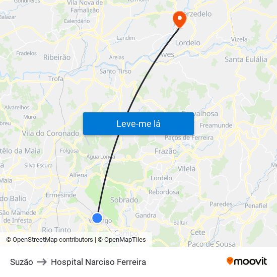 Suzão to Hospital Narciso Ferreira map