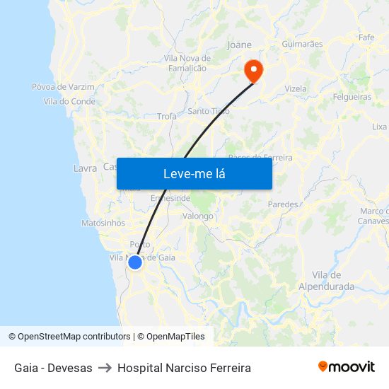 Gaia - Devesas to Hospital Narciso Ferreira map