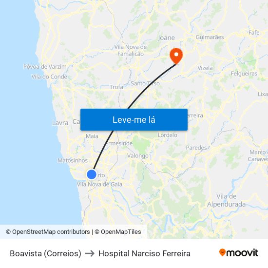 Boavista (Correios) to Hospital Narciso Ferreira map