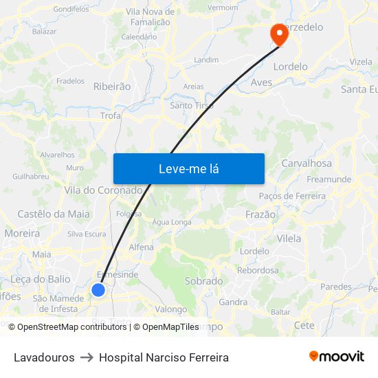 Lavadouros to Hospital Narciso Ferreira map