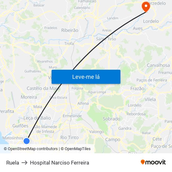 Ruela to Hospital Narciso Ferreira map