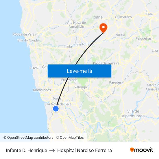 Infante D. Henrique to Hospital Narciso Ferreira map