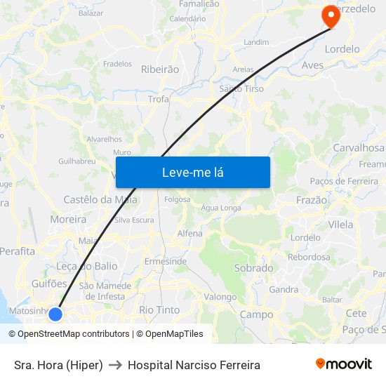 Sra. Hora (Hiper) to Hospital Narciso Ferreira map